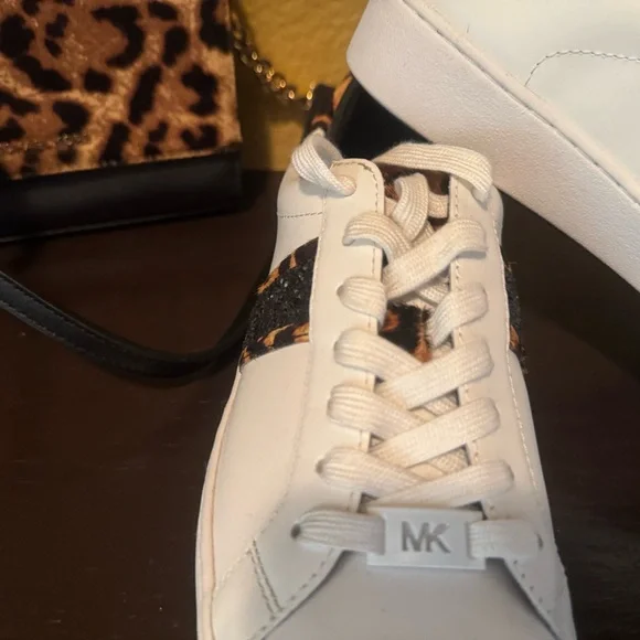 Michael Kors White and Leopard Print Women's Sneakers ((NEVER WORN)) - Picture 5 of 8